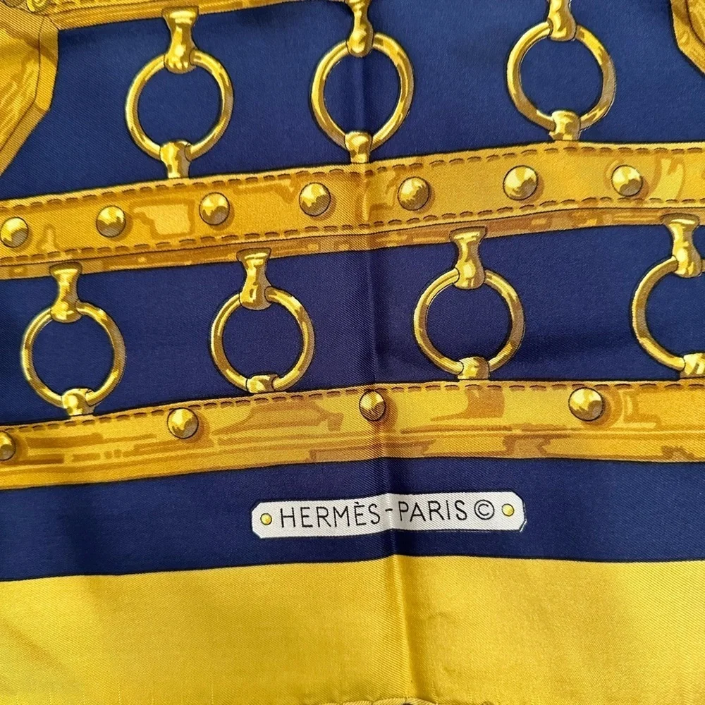 Hermes blue silk scarf